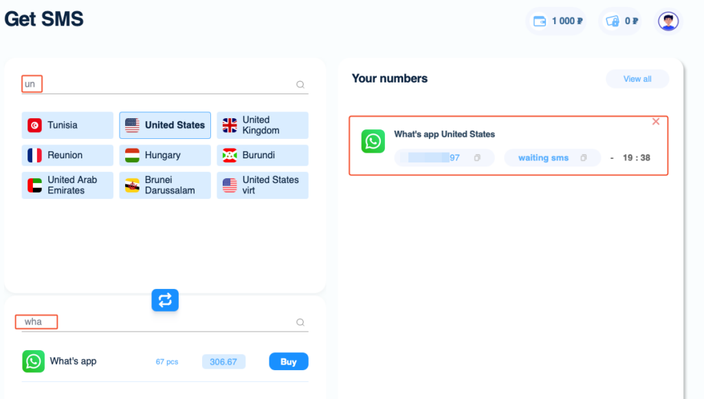 virtual number whatsapp